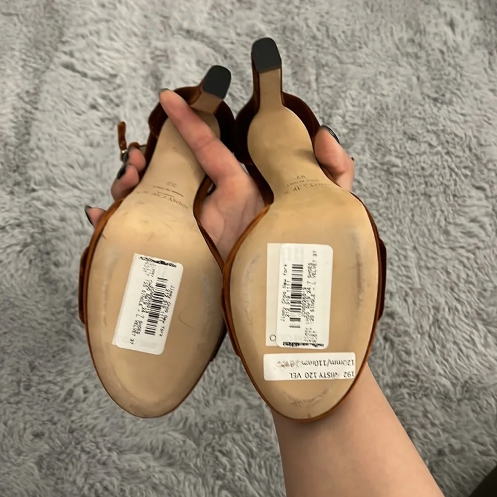 Jimmy Choo Misty 120 Velvet Heeled Sandals In Rust - Picture 6 of 14